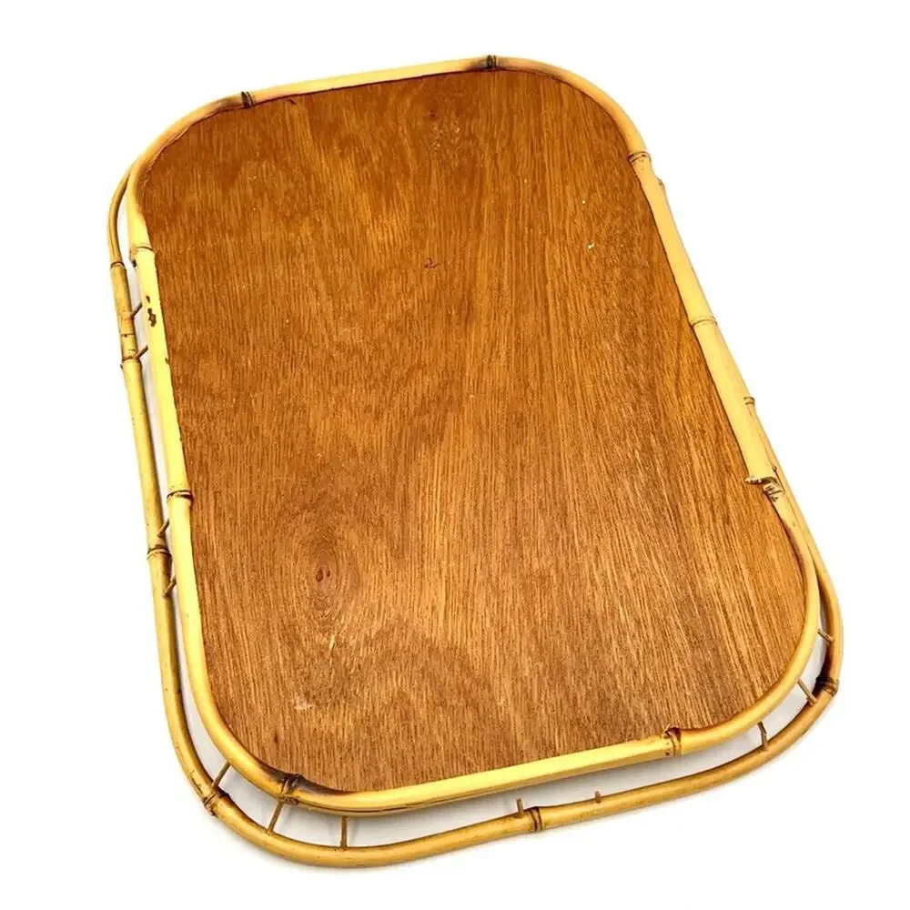 1 Vintage Bamboo Cane Tray Boho Home Decor